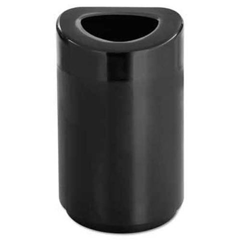 Safco Open Top Round Waste Receptacle, Steel, 30gal, Black