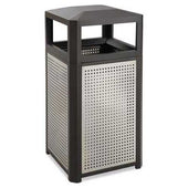 Safco Evos Series Steel Waste Container, 38gal, Black