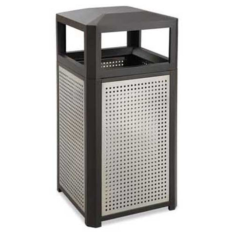 Safco Evos Series Steel Waste Container, 38gal, Black