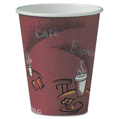 SOLO Cup Company Bistro Design Hot Drink Cups, Paper, 8oz, Maroon, 500/Carton