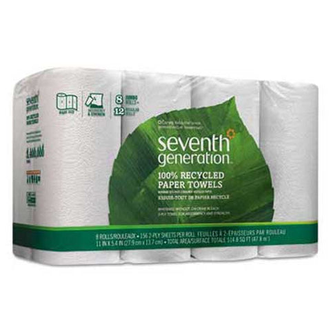 Seventh Generation 100% Recycled Paper Towel Rolls, 2-Ply, 11 x 5.4 Sheets, 156 Sheets/RL, 32/CT