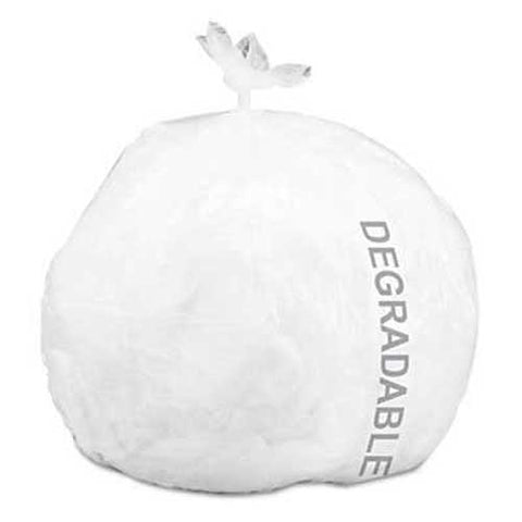 Stout Eco-Degradable Plastic Trash Garbage Bag, 13gal, .70 mil, 24x30, White, 120/Box