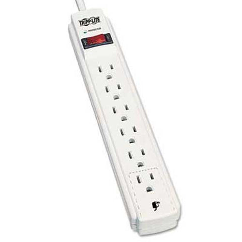 Tripp Lite TLP604 Surge Suppressor, 6 Outlets, 4 ft Cord, 790 Joules, Light Gray