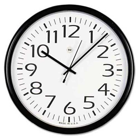 Universal Round Wall Clock, Black, 12 inch