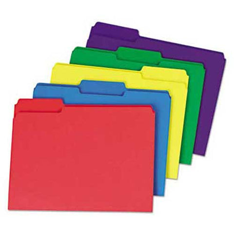 Universal One Heavyweight File Folders, 1/3 Cut One-Ply Top Tab, Letter, Assorted, 50/Pack