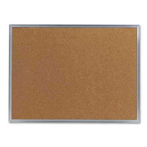 Universal Bulletin Board, Natural Cork, 24 x 18, Satin-Finished Aluminum Frame