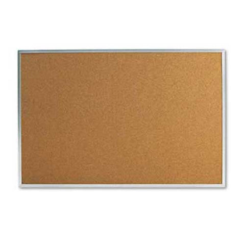 Universal Bulletin Board, Natural Cork, 36 x 24, Satin-Finished Aluminum Frame