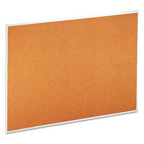 Universal Bulletin Board, Natural Cork, 48 x 36, Satin-Finished Aluminum Frame