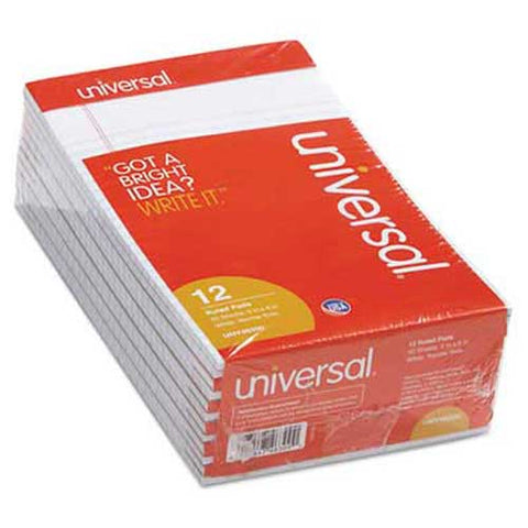 Universal Perforated Edge Writing Pad, Narrow Rule, 5 x 8, White, 50-Sheet, Dozen