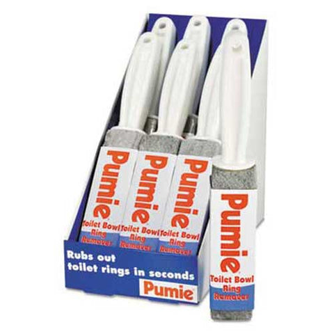 Pumie Toilet Bowl Ring Remover with Handle, Pumice, Gray