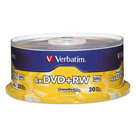 Verbatim DVD+RW Discs, 4.7GB, 4x, Spindle, 30/Pack