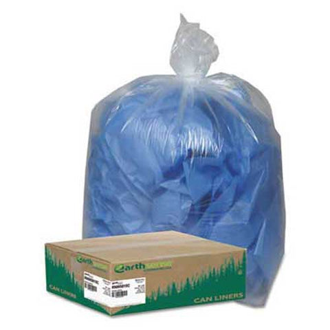 Earthsense Commercial Clear Recycled Can Liners, 55-60gal, 1.5mil, Clear, 100/Carton