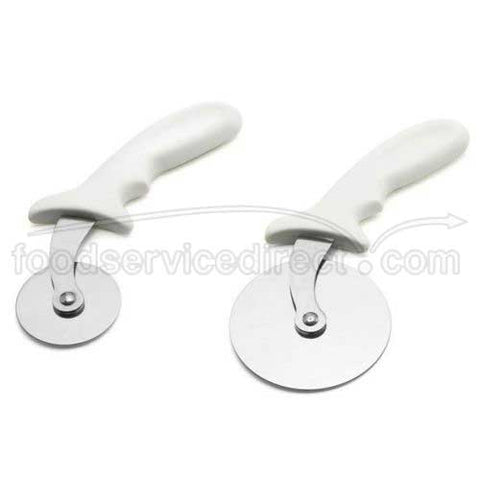 Tablecraft Stainless Steel Large Pizza Wheel Cutter with White ABS Handle, 4 inch.