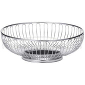 Tablecraft Chrome Plated Round Chalet Basket, 8 1/4 x 2 3/4 inch.