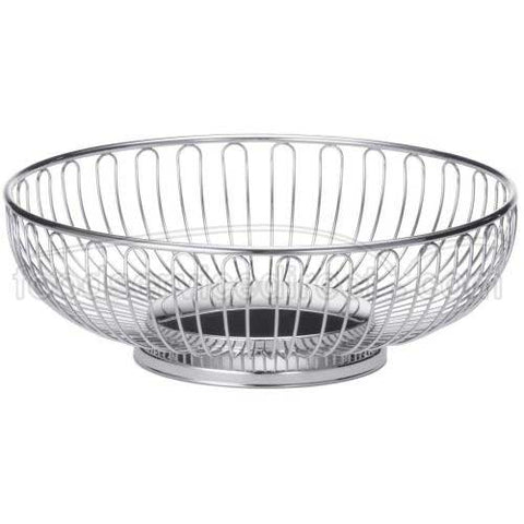 Tablecraft Chrome Plated Round Chalet Basket, 8 1/4 x 2 3/4 inch.