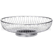 Tablecraft Chrome Plated Oval Chalet Basket, 7 3/8 x 5 1/2 x 2 5/8 inch.