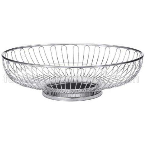 Tablecraft Chrome Plated Oval Chalet Basket, 7 3/8 x 5 1/2 x 2 5/8 inch.