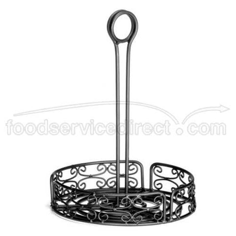 Tablecraft Mediterranean Black Powder Coated Metal Versa Rack Condiment Rack, 5.95 inch Diameter -- 2 per case.