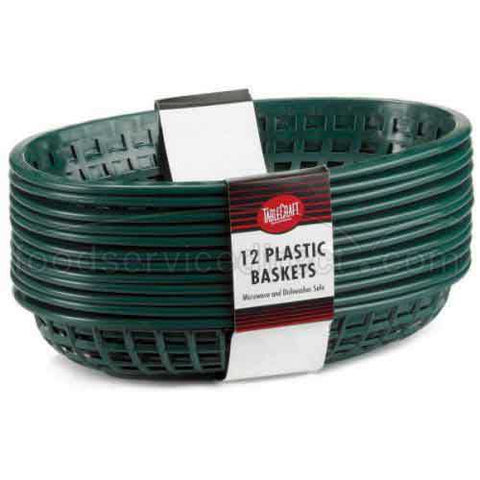 Tablecraft Cash and Carry Plastic Classic Oval Brown Basket, 9 3/8 x 6 x 1 7/8 inch -- 3 pack per case.