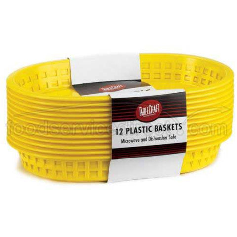 Tablecraft Cash and Carry Plastic Chicago Oval Forest Green Basket, 10 1/2 x 7 x 1 1/2 inch -- 3 pack per case.