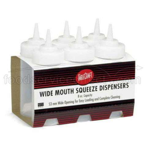 Tablecraft Cash and Carry Natural Wide Mouth Squeeze Dispenser, 8 Ounce -- 12 pack per case.
