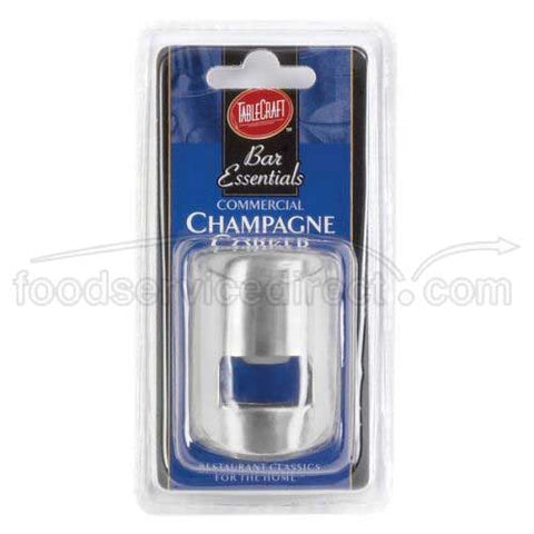 Tablecraft Cash and Carry Brushed Stainless Steel Champagne Stopper -- 6 per case.