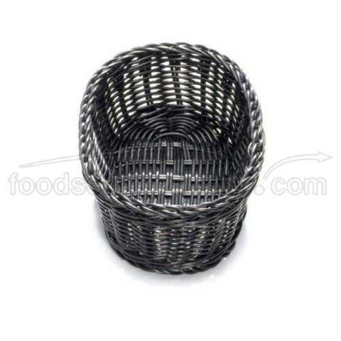 Tablecraft Handwoven Ridal Collection Oval Serving Basket - Black Color, 9 1/4 x 6 1/4 x 3 1/4 inch -- 12 per case