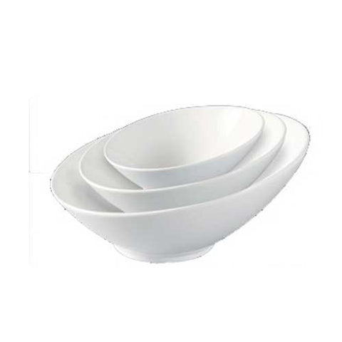 Yanco Fuji Porcelain Bone White Oblong Slanted Sheer Bowl, 20 Ounce -- 12 per case.