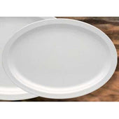 Yanco Nessico Melamine White Oval Narrow Rim Platter, 9 1/2 inch Length -- 24 per case.