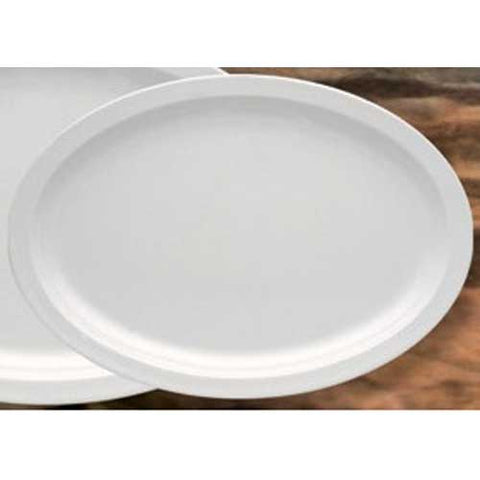 Yanco Nessico Melamine White Oval Narrow Rim Platter, 9 1/2 inch Length -- 24 per case.