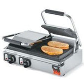 Vollrath Cayenne Grill Double Panini Style Cast Iron Plate Sandwich Press, 22 7/16 x 14 7/8 x 8 1/16 inch Dimension.