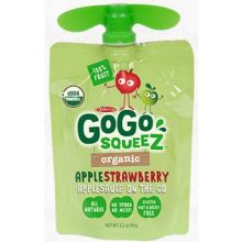 GoGo SqueeZ Organic Apple Strawberry On the Go Apple Sauce, 3.2 Ounce -- 48 per case.