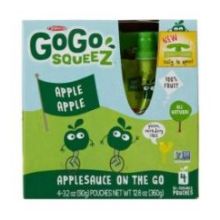 GoGo Squeez Apple Apple On The Go Applesauce, 3.2 Ounce - 4 per pack -- 12 packs per case.