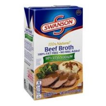 Swanson 50 Percent Less Sodium Beef Broth, 32 Ounce -- 12 per case.