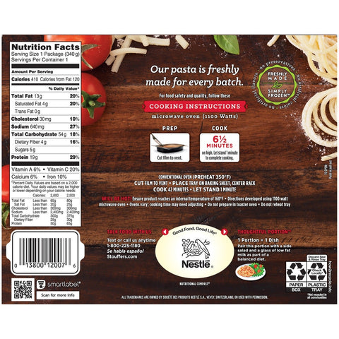 Nestle Stouffers Entree Spaghetti with Meat Sauce, 10 Ounce -- 12 per case.