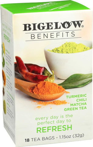 Bigelow Benefits Turmeric Chili Matcha Green Tea, 18 bags per pack -- 6 per case