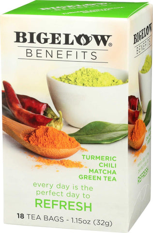 Bigelow Benefits Turmeric Chili Matcha Green Tea, 18 bags per pack -- 6 per case