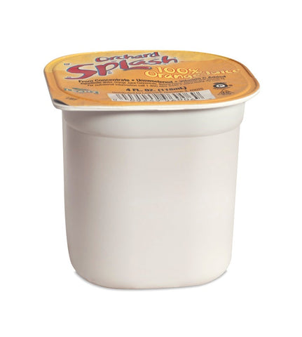 Orchard Splash 100 Percent Orange Juice, 4 Ounce -- 48 per case.