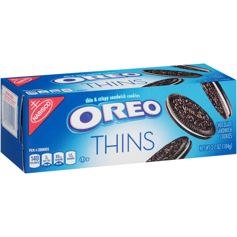 Oreo Thins Cookies, 3.7 Ounce -- 12 per case.