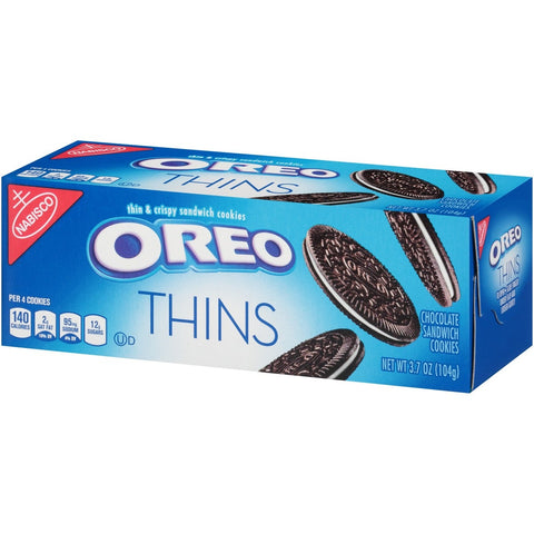 Oreo Thins Cookies, 3.7 Ounce -- 12 per case.