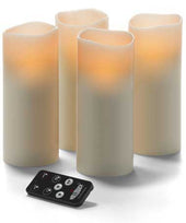 Hollowick Ivory LED Wax Pillar Candle with Magnetic Remote, 8 x 3 x 3 inch -- 4 per case.