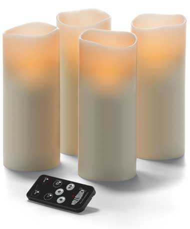 Hollowick Ivory LED Wax Pillar Candle with Magnetic Remote, 8 x 3 x 3 inch -- 4 per case.