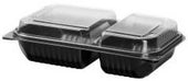 Solo Cup Black Clear 2 Compartment Medium Dinner Box, 11.5 x 8.1 x 3 inch -- 100 per case
