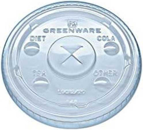 Fabri-Kal Greenware Clear X-Slot Flavor Buttons Cup Lid Only - 100 count per pack -- 10 packs per case