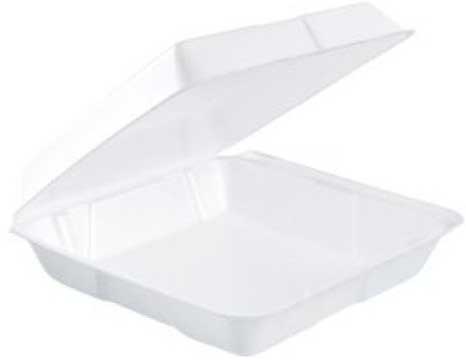 Dart Large 1 Compartment Insulated Non Perforated Foam Hinged Lid Container, 9 1/2 x 9 1/4 x 3 inch - 100 count per pack -- 2 packs per case