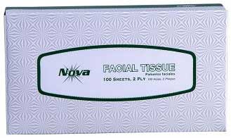 Nova 2 Ply White Facial Tissue, 7 x 7.5 inch - 100 count per pack -- 30 packs per case