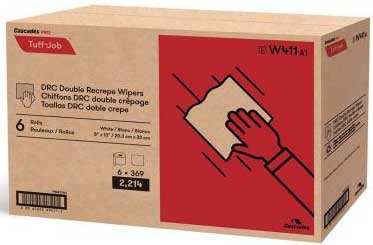 Cascades Tuff Job White DRC Medium Weight Centerpull Roll Wiper - 369 count per roll -- 6 rolls per case