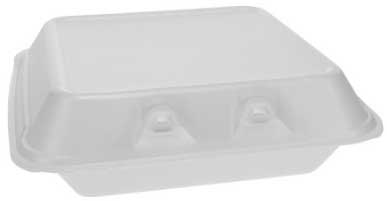 Pactiv SmartLock White Small 1 Compartment Foam Hinged Container, 7.5 x 8 x 2.5 inch -- 150 per case
