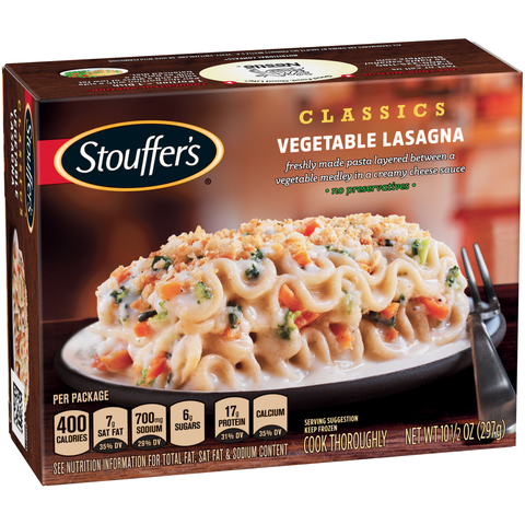Nestle Stouffers Vegetable Lasagna, 10.5 Ounce -- 12 per case.