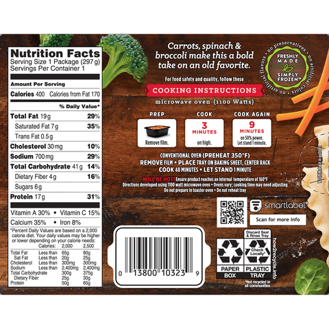 Nestle Stouffers Vegetable Lasagna, 10.5 Ounce -- 12 per case.